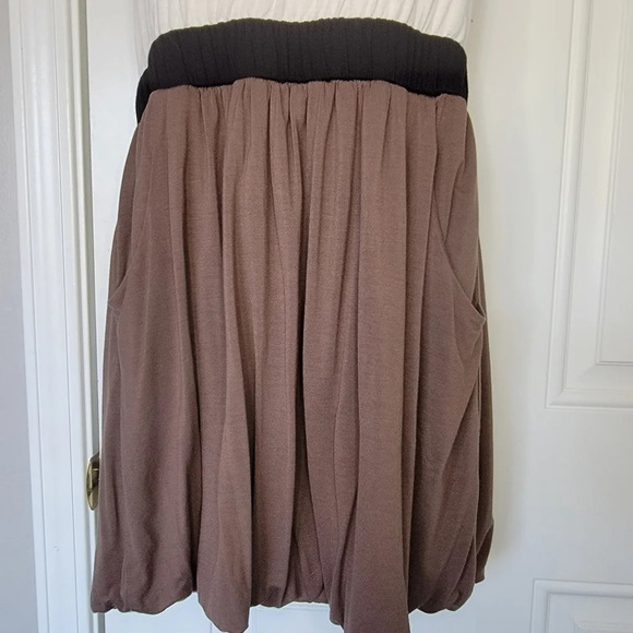 Forever 21 Twenty one color block brown black cream bubble Hem tank dress. L - Picture 3 of 9